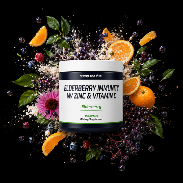 Pump The Fuel Elderberry Immunity supplement with elderberries, citrus fruit, berries and botanical ingredients