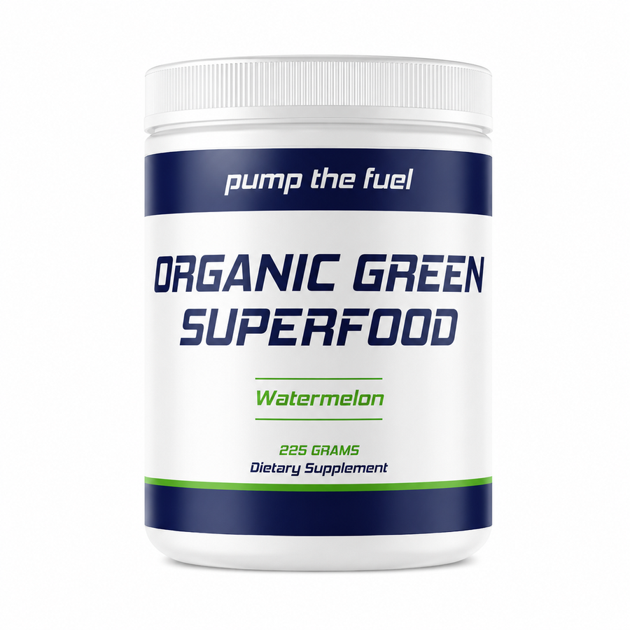 Pump The Fuel Organic Green Superfood watermelon-flavor greens powder dietary supplement, 225 grams