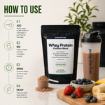 Chocolate whey protein shake mixed in shaker bottle post workout, how to use the chocolate whey protein 