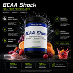 Pump The Fuel BCAA Shock fruit punch supplement with 4000 mg BCAA, 1000 mg L-glutamine and vitamin B6