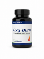 Pump The Fuel Oxy-Burn advanced fat-loss formula dietary supplement bottle with 60 capsules on white background